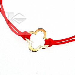 Złota bransoletka na sznurku- kwiatek