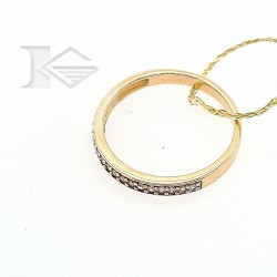 Złoty pierścionek - obrączka z cyrkoniami