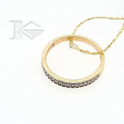 Złoty pierścionek - obrączka z cyrkoniami