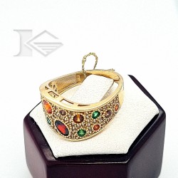 Złoty pierścionek- kolorowe cyrkonie