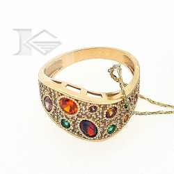 Złoty pierścionek- kolorowe cyrkonie