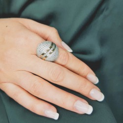 Srebrny pierścionek ze zotem i cyrkoniami